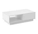 Table Basse Moderne Haute Brillance Rectangulaire Blanche Avec Lumière LED 95 X 55 X 32 Cm