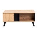 Table Basse Rectangulaire Industriel Effet Bois Et Noir 100x60x53cm