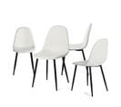 Lot De 4 Chaises Salle à Manger Scandinave Tissu Blanc Cassé Pieds Noir