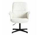 Fauteuil De Bureau Ergonomique Pivotante Avec Accoudoirs En Tissu Bouclette Blanc