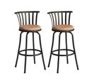 Lot De 2 Tabourets De Bar Marron Repose Pieds Hauteurs Assises 62/73cm