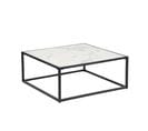 Table Basse Carrée Effet Marbre Blanc Structure Noir