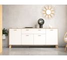 Buffet 4P/1T IKAST Blanc/Imitation chêne