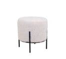 Alford - Pouf Rond En Tissu Bouclette Et Métal Ø35,5cm - Couleur - Blanc