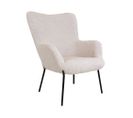 Glasgow - Fauteuil En Tissu Bouclette Et Métal - Couleur - Blanc