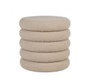 Brooklyn - Pouf Coffre Rond En Tissu Bouclette Ø44cm - Couleur - Beige