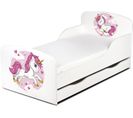 Moderne Lit D'enfant Toddler En Bois Avec Un Matelas Et Un Tiroir Motif Lovely Licorne