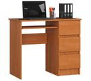 Bureau D'ordinateur Droit A6 Aulne 90 Cm 3 Tiroirs Façade Aulne 1 Étagère 90x50x77 Cm