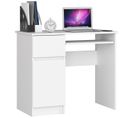 Bureau D'ordinateur Gauche Piksel Blanc 90 Cm 1 Porte 1 Tiroir Façade Blanche 3 Étagères