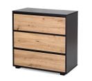 Dalia Commode En Bois Avec 3 Tiroirs Style Urbain    Anthracite/chêne