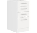 Atlas Meuble Bas 4 Tiroirs - Décor Blanc - L 40 X P 52 X H 82 Cm - Plan De Travail Non Inclus