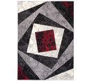 Tapis De Salon Chambre Rectangle Rouge Gris Noir Carreaux Fin Dream 140 X 200 Cm