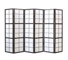 Paravent japonais grands carreaux bois noir et papier de riz - 6 pans - Dim : H 175 cm