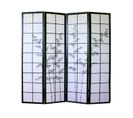 Paravent Japonais En Bois Noir Dessin Bambou De 4 Pans