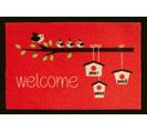 Tapis Anti-poussière "welcome Piou Piou" En Polyamide Coloris Rouge - Dim : 40 X 60 Cm