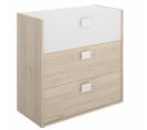 Commode Meuble De Rangement Coloris Chêne/blanc - Longueur 80 X Hauteur 81 X Profondeur 43 Cm