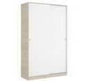 Armoire À Portes Coulissantes Coloris Naturel/blanc Brillant - L. 120 X P. 50 X H. 204 Cm