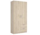 Armoire Placard Meuble De Rangement coloris naturel - longueur 100 X Profondeur 52 X Hauteur 215 Cm