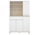 Meuble De Rangement Coloris Blanc/naturel - Longueur 119 X Profondeur 40 X Hauteur 188 Cm