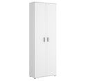 Armoire De Rangement 2 Portes Coloris Blanc -longueur 61 X Profondeur 35 X Hauteur 190 Cm