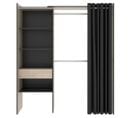 Armoire Dressing Extensible Avec Rideau + 1 Tiroir Coloris Naturel/graphite