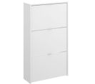 Commode Meuble à Chaussures 3 Portes Coloris Blanc - Longueur 61 X Profondeur 25 X Hauteur 113 Cm