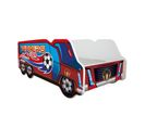 Lit Enfant Camion Modèle Winner Team Football Rouge + Matelas - 70x140 Cm