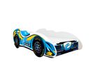 Lit Enfant Voiture Formule 1 Modèle Blue Bird Bleu + Matelas - 70x140 Cm