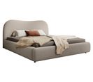 Lit Coffre Avec Tête De Lit 160x200 Cm Simsalo En Bouclette Beige Foncé