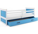 Lit Enfant Rico 190x80 Avec Matelas Sommier Et Tiroir En Blanc+bleu