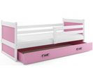 Lit Enfant Rico 190x80 Avec Matelas Sommier Et Tiroir En Blanc+rose