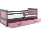 Lit Enfant Rico 190x80 Avec Matelas Sommier Et Tiroir En Gris+rose