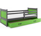 Lit Enfant Rico 190x90 Avec Matelas Sommier Et Tiroir En Gris+vert