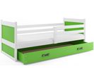 Lit Enfant Rico 200x90 Avec Matelas Sommier Et Tiroir En Blanc+vert