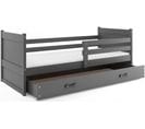 Lit Enfant Rico 200x90 Avec Matelas Sommier Et Tiroir En Gris+gris