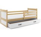 Lit Enfant Rico 200x90 Avec Matelas Sommier Et Tiroir En Pin Naturel+blanc