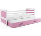 Lit Gigogne Rico 190x90 Avec 2 Matelas Sommiers Et Tiroir-lit En Blanc+rose