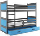 Lit Superposé Rico 190x90 Avec Matelas Sommiers Et Tiroir En Gris+bleu