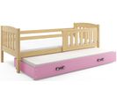 Lit Gigogne Quba 190x80 Avec Sommiers Et Matelas En Pin+rose