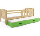 Lit Gigogne Quba 190x80 Avec Sommiers Et Matelas En Pin+vert