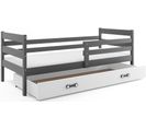 Lit Enfant Eryk 190x80 Avec Sommier, Matelas Et Tiroir En Gris+blanc