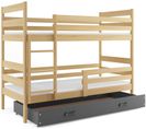 Lit Superposé Eryk 160x80 Avec Matelas Sommiers Et Tiroir En Pin+gris