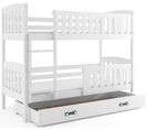 Lit Superposé Quba 190x80 Avec Matelas Sommiers Et Tiroir En Blanc+blanc