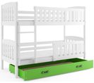 Lit Superposé Quba 190x80 Avec Matelas Sommiers Et Tiroir En Blanc+vert