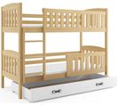 Lit Superposé Quba 190x80 Avec Matelas Sommiers Et Tiroir En Pin+blanc