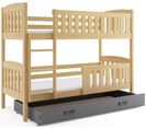 Lit Superposé Quba 190x80 Avec Matelas Sommiers Et Tiroir En Pin+gris