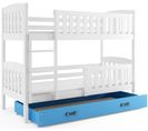 Lit Superposé Quba 190x90 Avec Matelas Sommiers Et Tiroir En Blanc+bleu