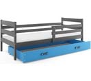 Lit Enfant Eryk 200x90 Avec Sommier, Matelas Et Tiroir En Gris+bleu