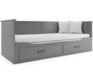 Lit Simple 2 Places Hermes 80x200 Avec Matelas Sommier Et Tiroirs En Gris