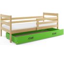 Lit Enfant Eryk 200x90 Avec Sommier, Matelas Et Tiroir En Pin+vert